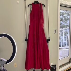 Tamari S. Arthur Levine Tie Neck Maxi Dress in red brick women size 8 NWT